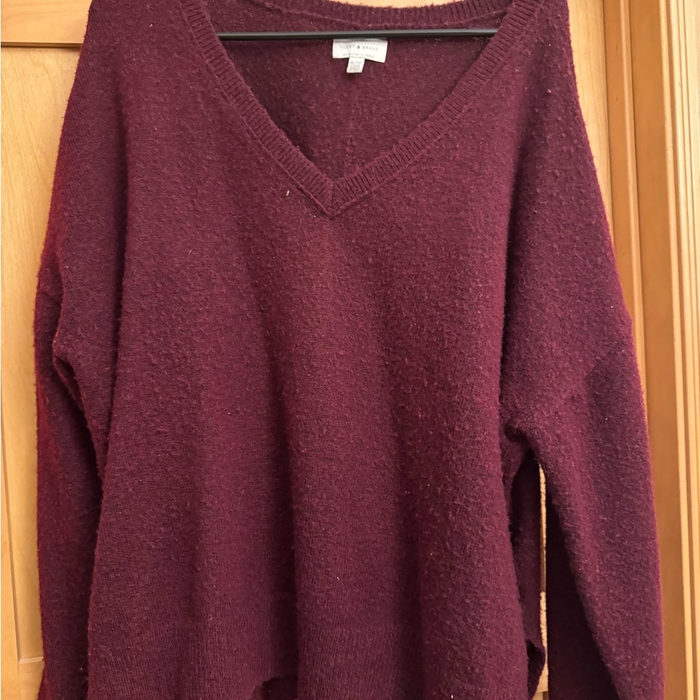 Lucky Brand Deep Red V-Neck Sweater